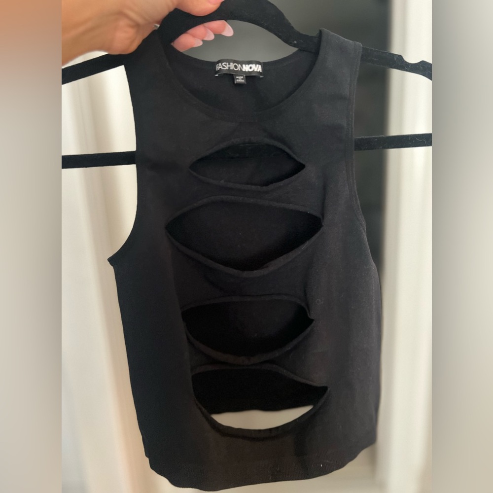 Fashion Nova Black Cutout Tank Top